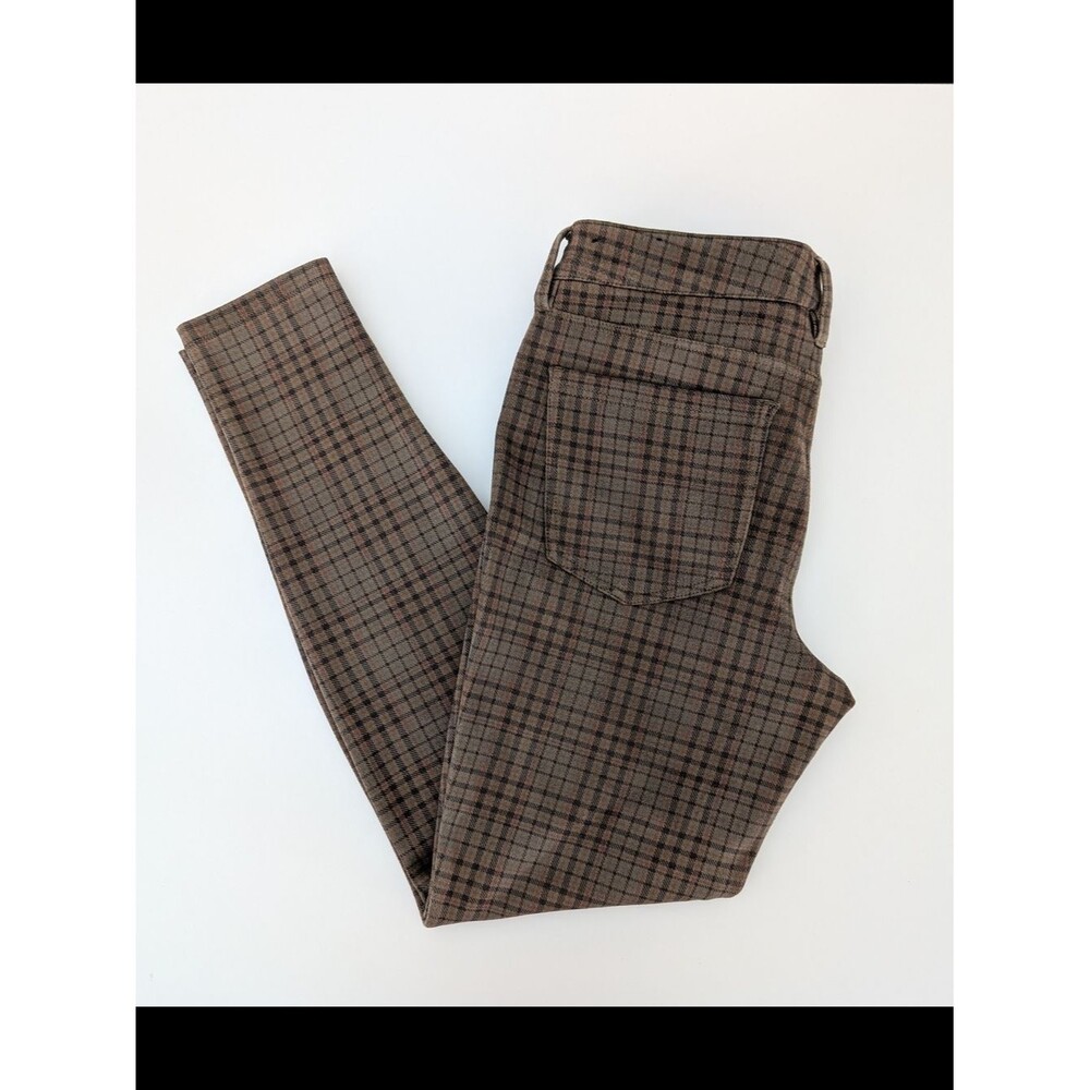 Liverpool Los Angeles Pants Women's 8 Brown Plaid Skinny Stretch Mid Rise